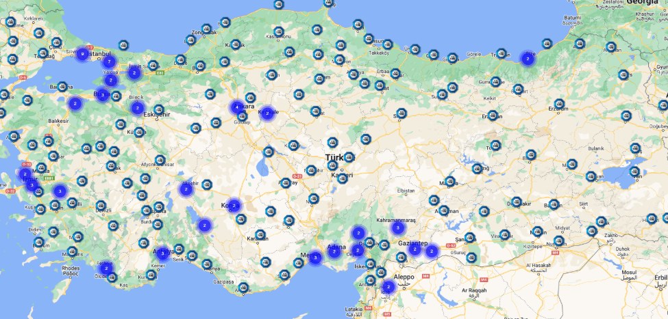 Türkiye araç muayene istasyonları haritası
